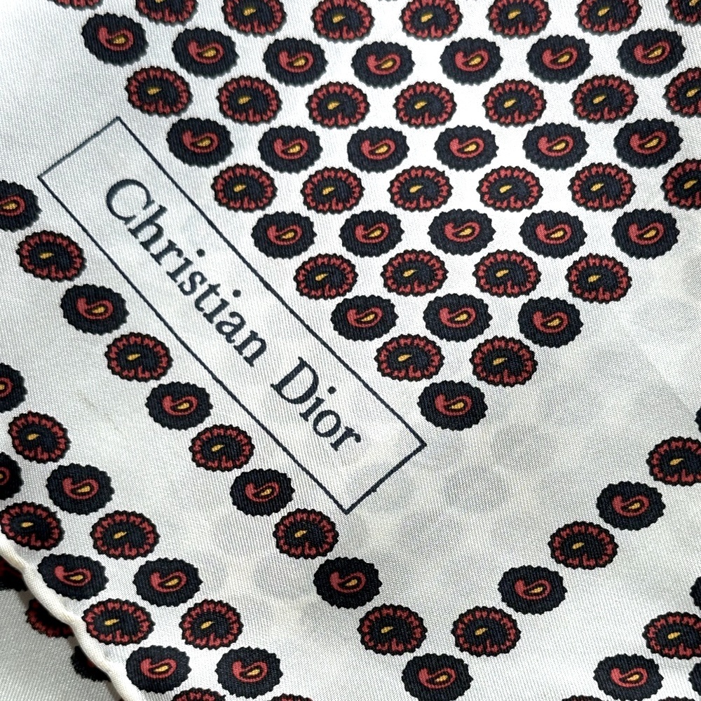 Christian Dior Ivory Paisley Print Square Silk Scarf - Christine Quinn
